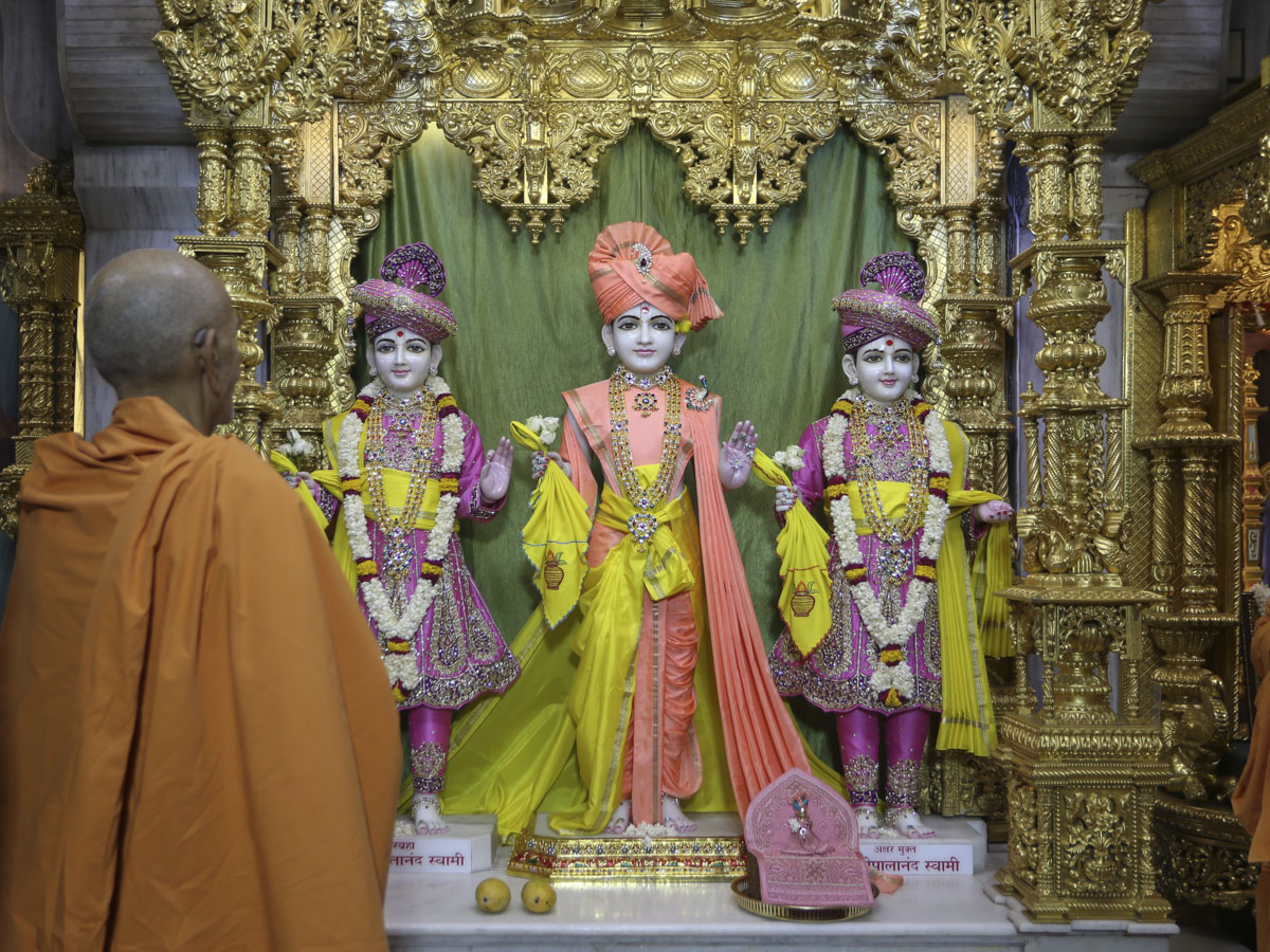 Swamishri engrossed in the darshan of Thakorji, 10 Jun 2017
