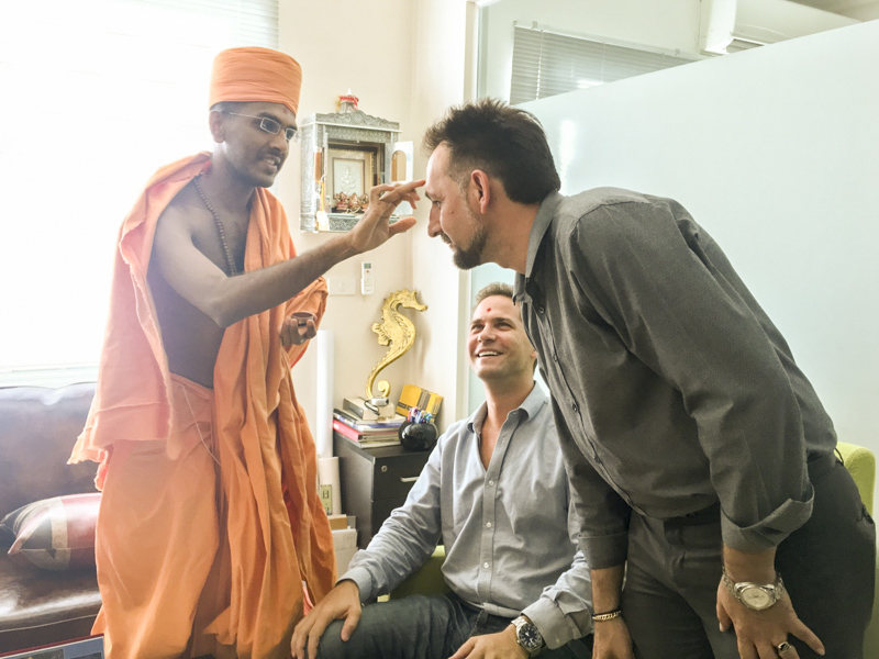 Sadhus visit well-wisher's office 