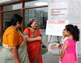 Ms. Rupa Mehta being welcomed at campus 