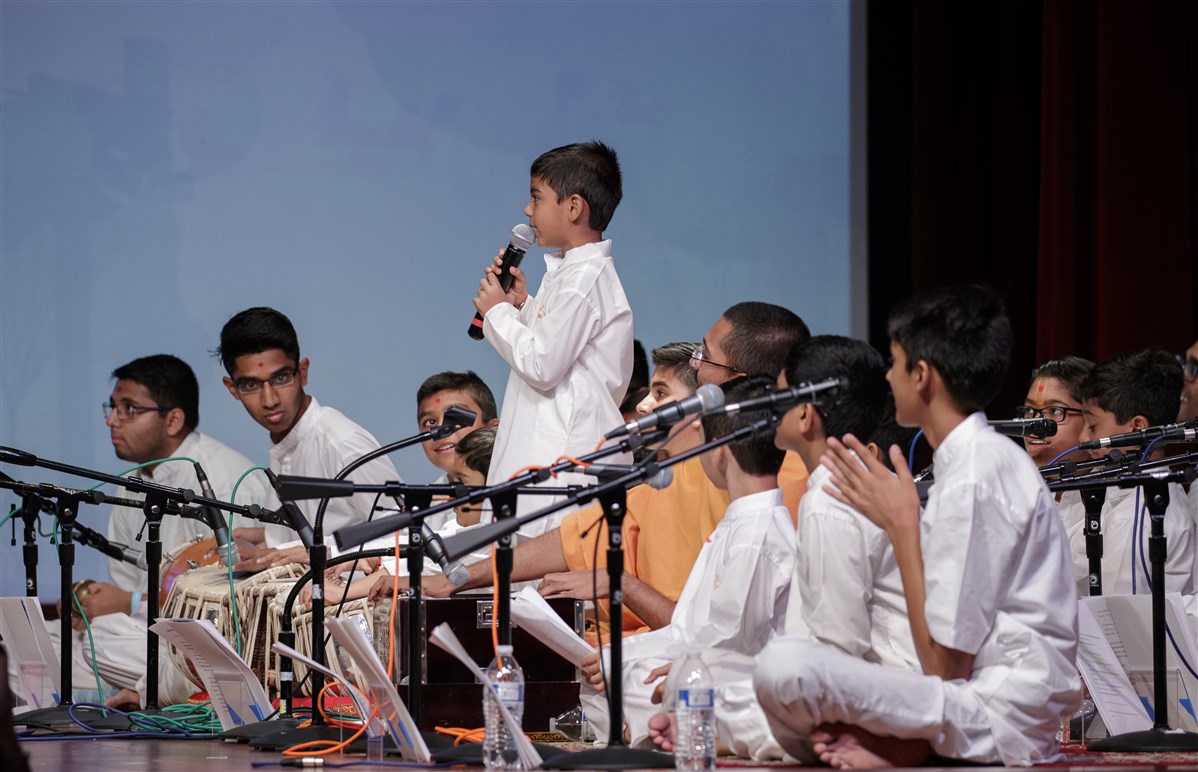 Children recite shlokas during puja