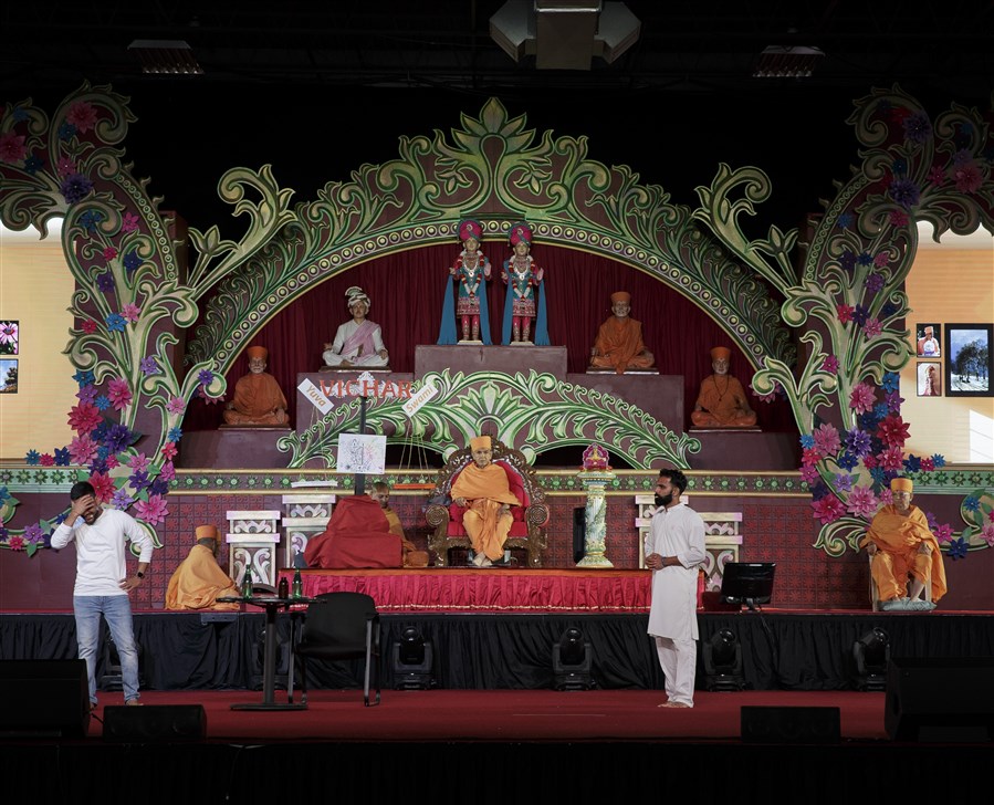 A skit presentation before Swamishri