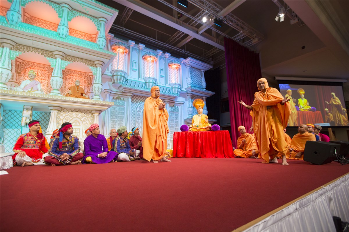 Yuvaks enact an episode from the life of Nityanand Swami...