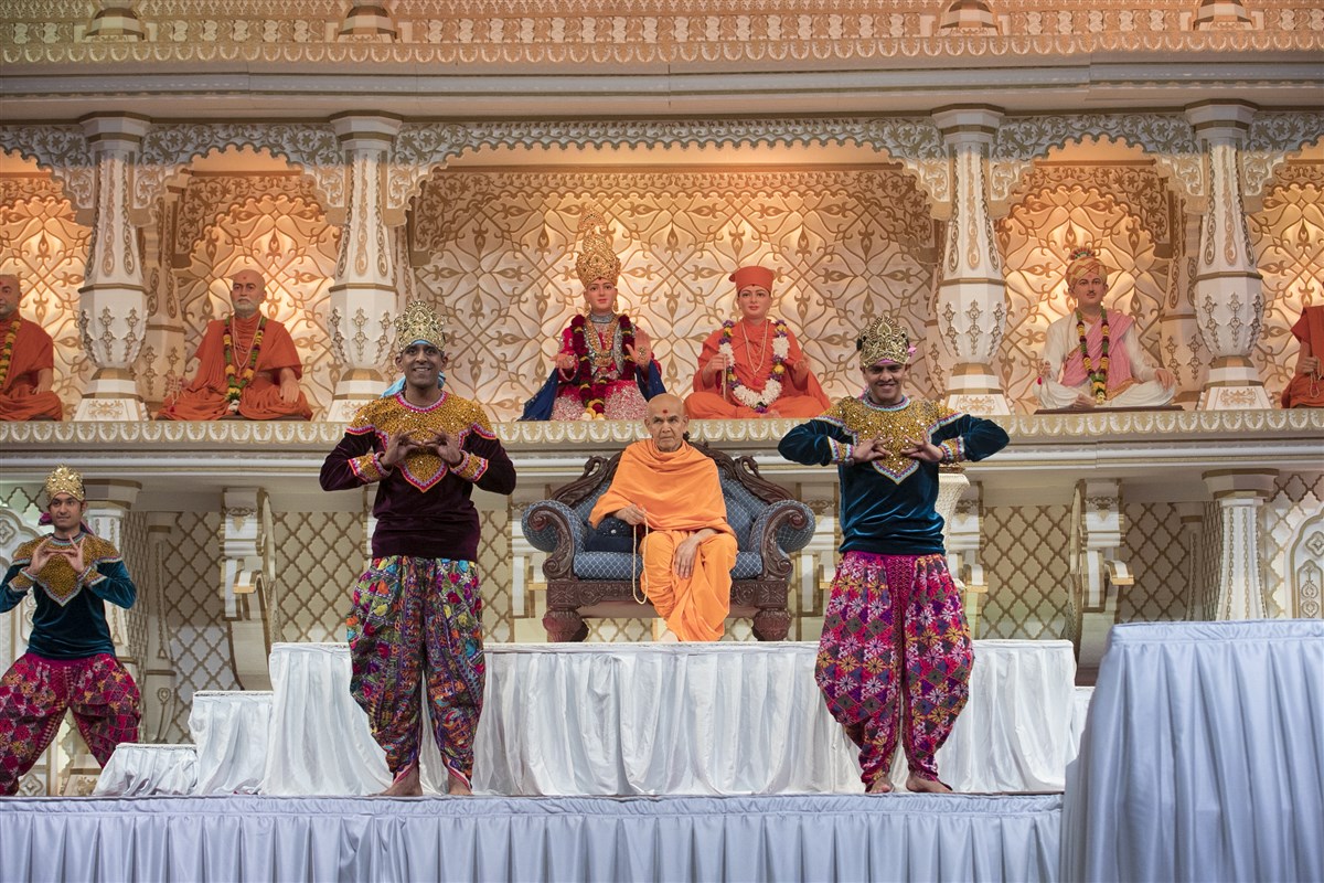 Youths perform a vibrant dance in celebration of Sharad Purnima