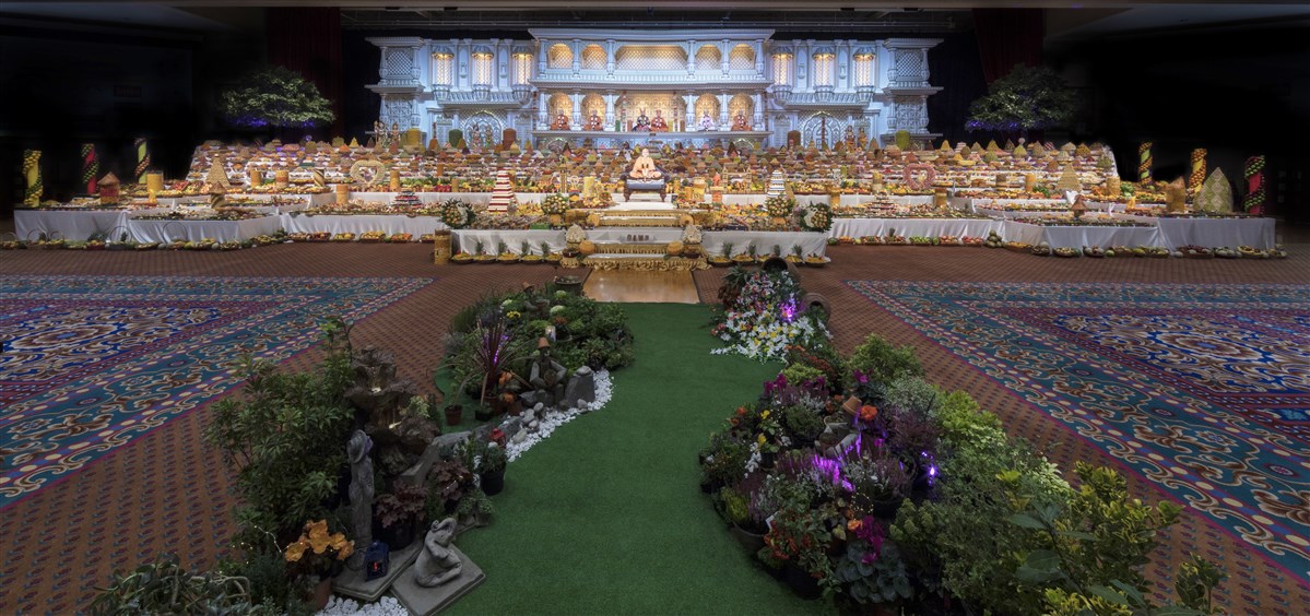 The grand annakut offering at BAPS Shri Swaminarayan Mandir, London