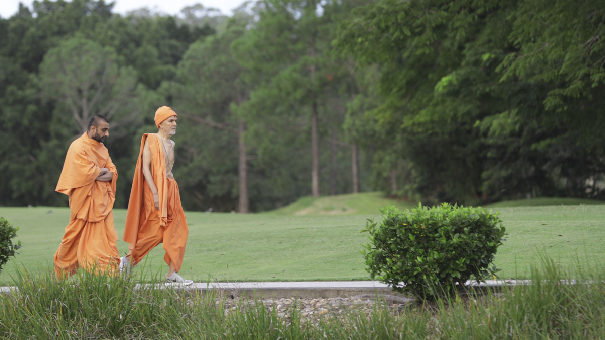 Swamishri during his evening walk