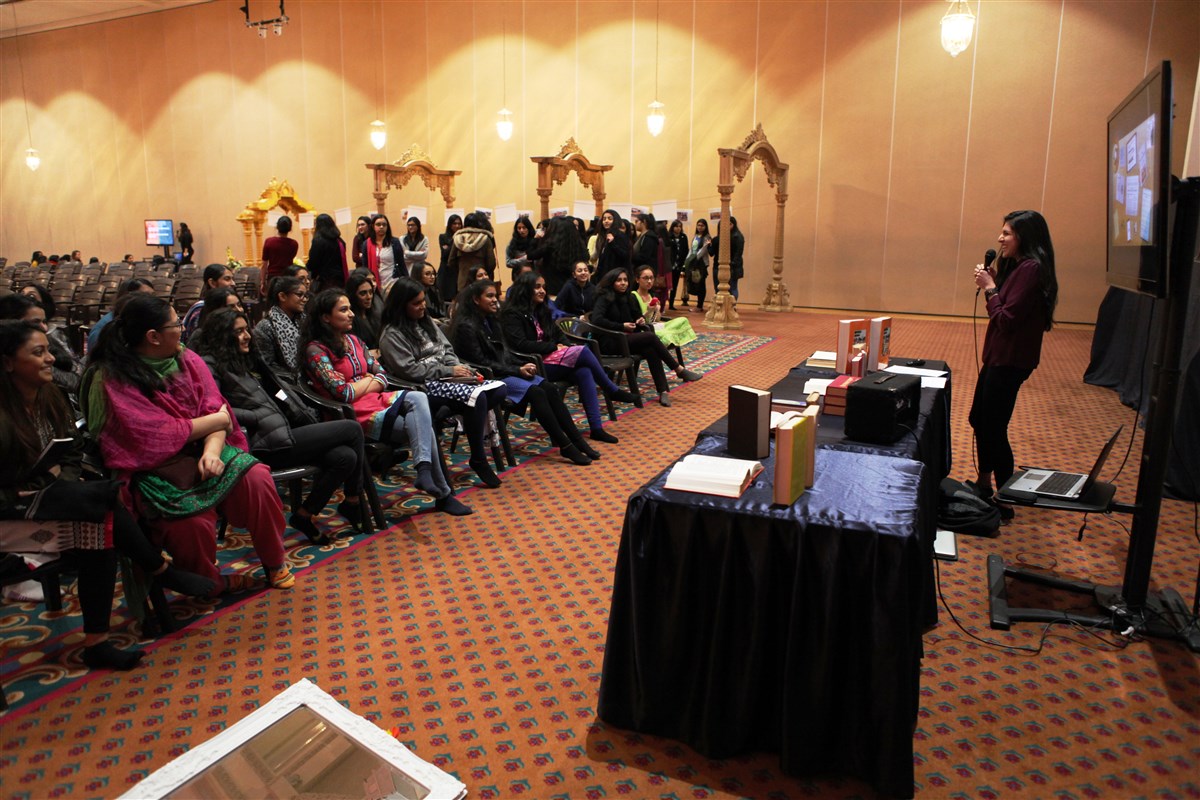 An interactive workshop on the relevance of Hindu scriptures presented by a youth
