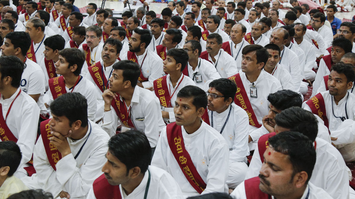 Volunteers during a shibir session