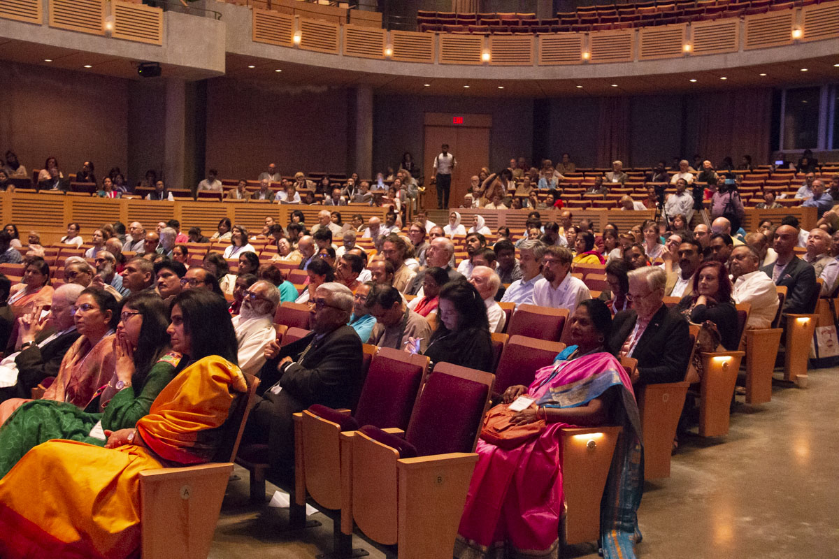 Sanskrit scholars from over 40 countries listening to Mahamahopadhyaya Bhadreshdas Swami’s inaugural address on Akshar Purushottam Darshan at the World Sanskrit Conference at the University of British Columbia in Vancouver, Canada.