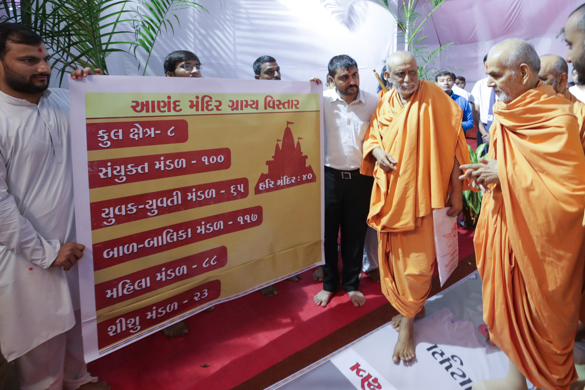 Swamishri observes a display by volunteers