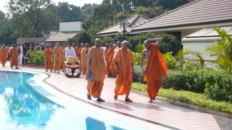 Swamishri on his daily walk   
