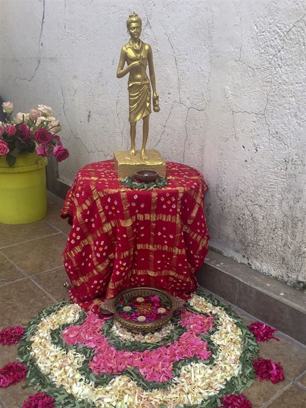 Home decorations by devotees to welcome sadhus
