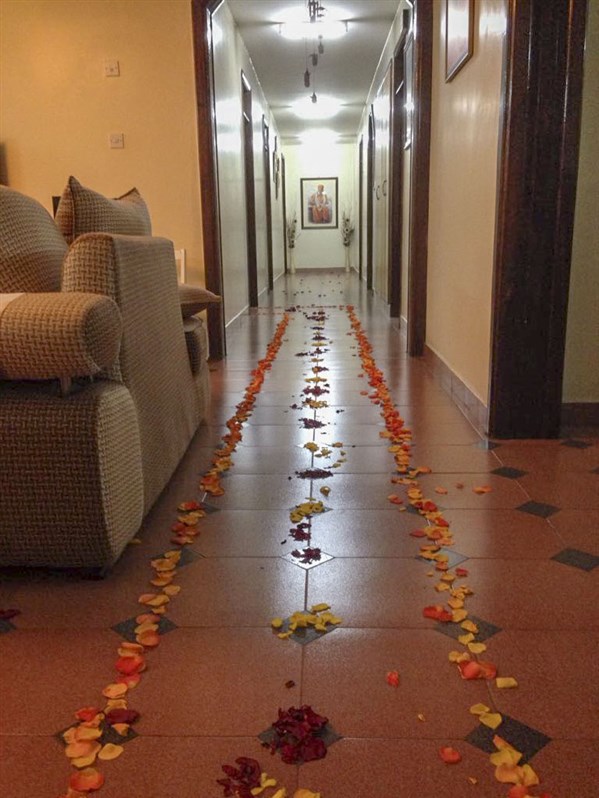 Home decorations by devotees to welcome sadhus