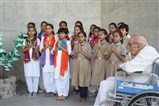 Sh. Satya Vrat Shashtriji listening to Vedic strotram being recited by students