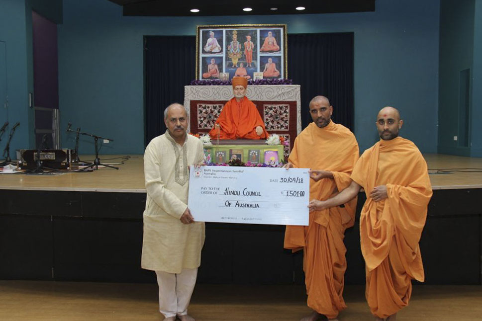 BAPS Donates to Drought Relief Fund, Canberra, 30 Sep. 2018