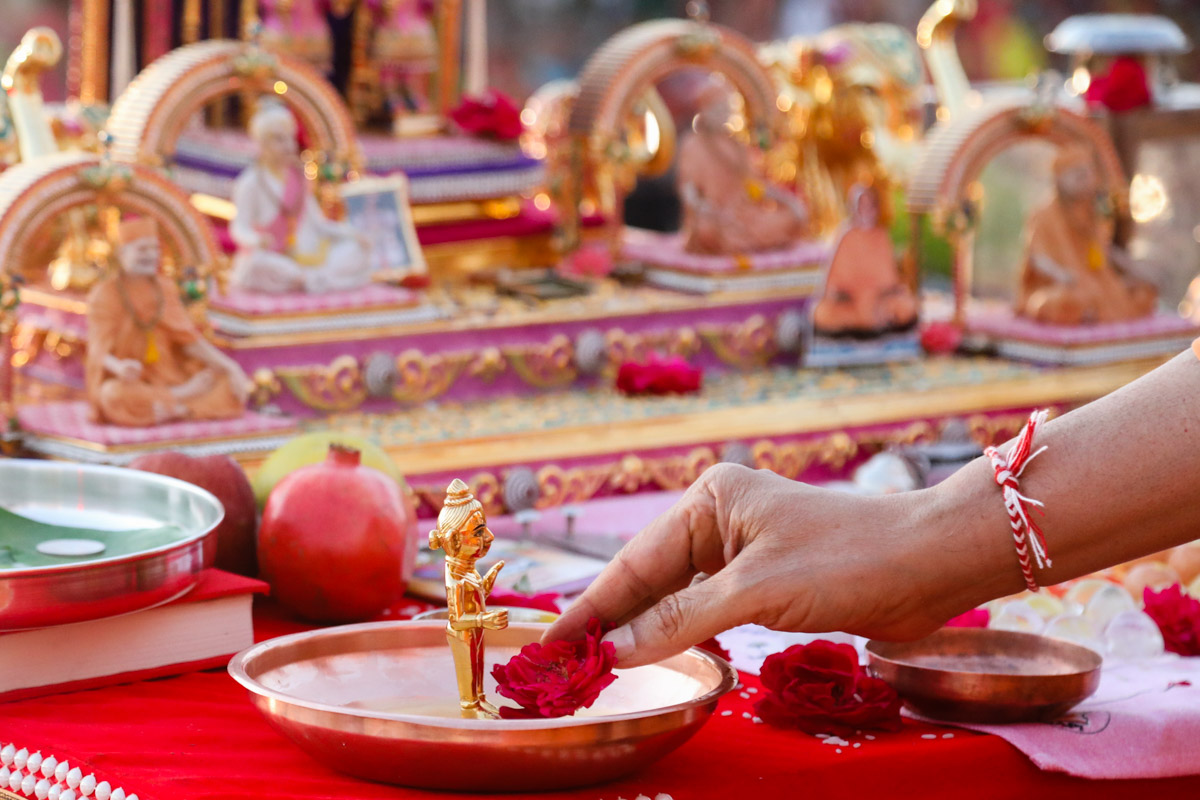 Mahapuja rituals being performed