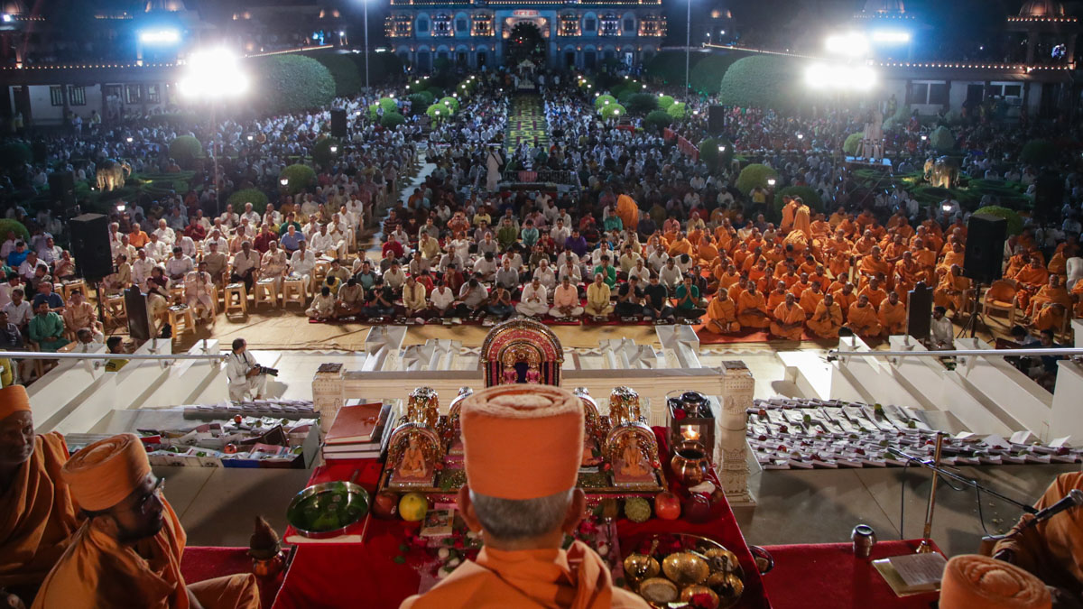 Devotees during mahapuja rituals