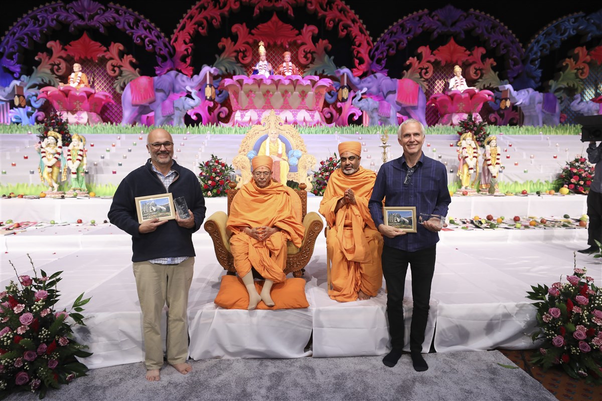 Acclaimed filmmakers Geoffrey Sharp (Director) and James Younger (Executive Producer) from National Geographic were part of the crew who visited the Mandir for their 'The Story of God with Morgan Freeman'