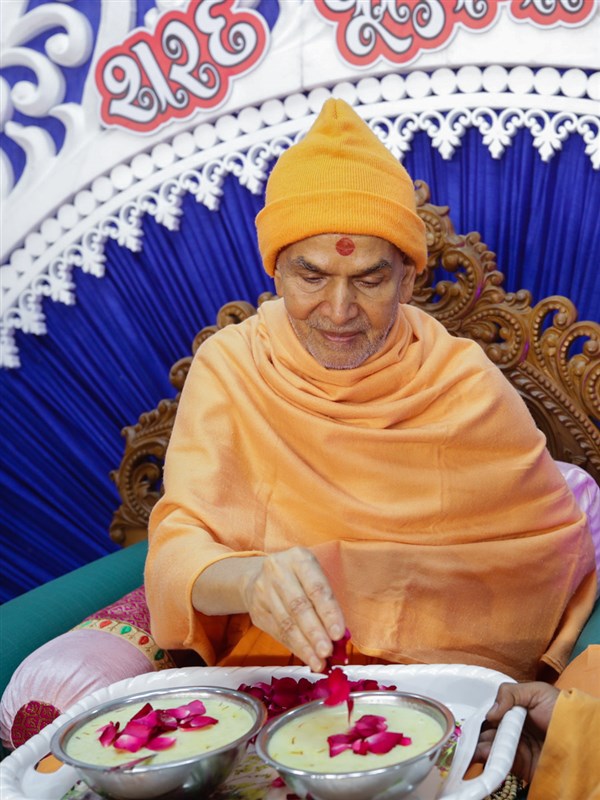 Swamishri sanctifies dudh-paua