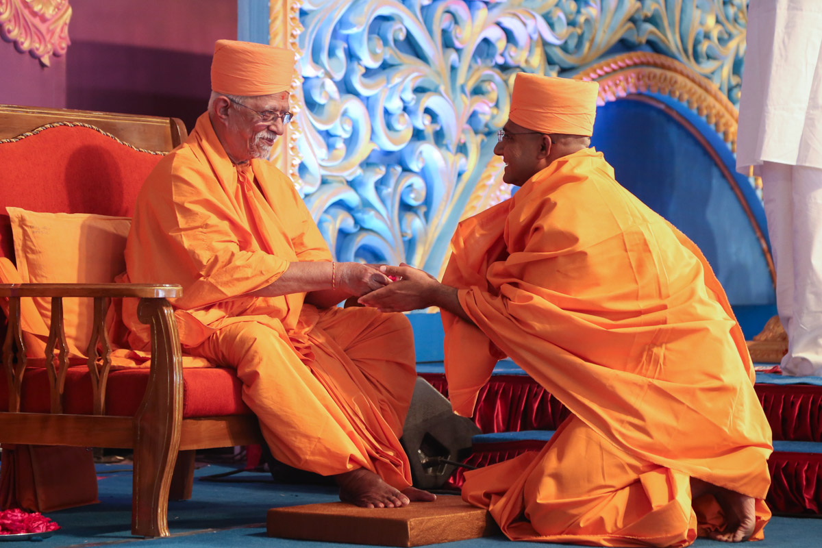 Pujya Doctor Swami blesses newly initiated sadhus