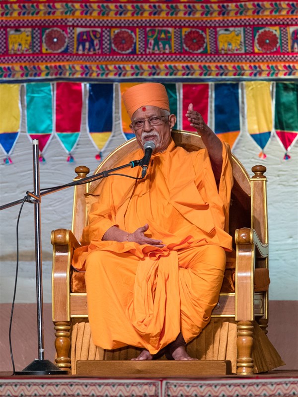 Pujya Doctor Swami addresses the assembly
