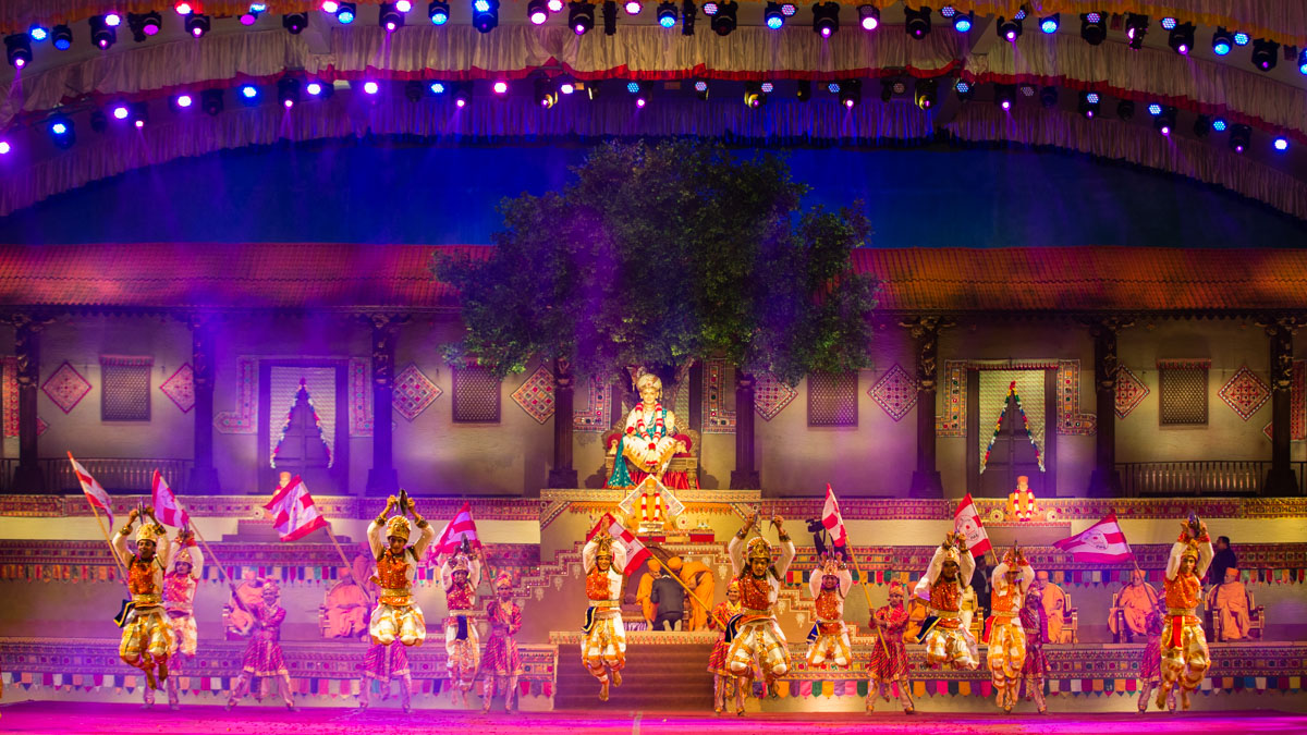 Children and youths perform a traditional dance