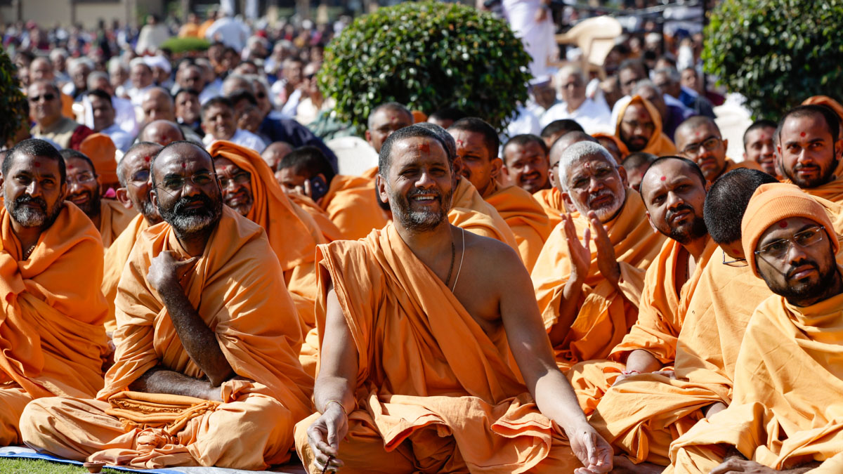 Sadhus and devotees during the rituals
