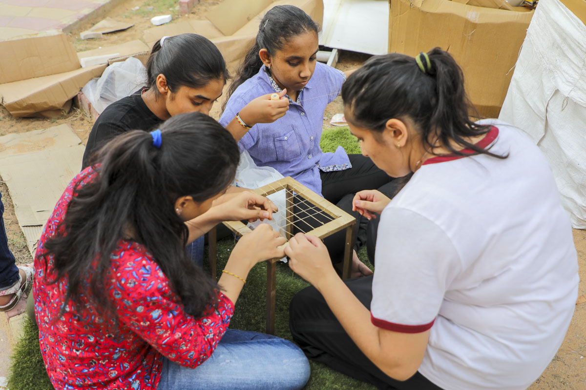 Children prepare decorations