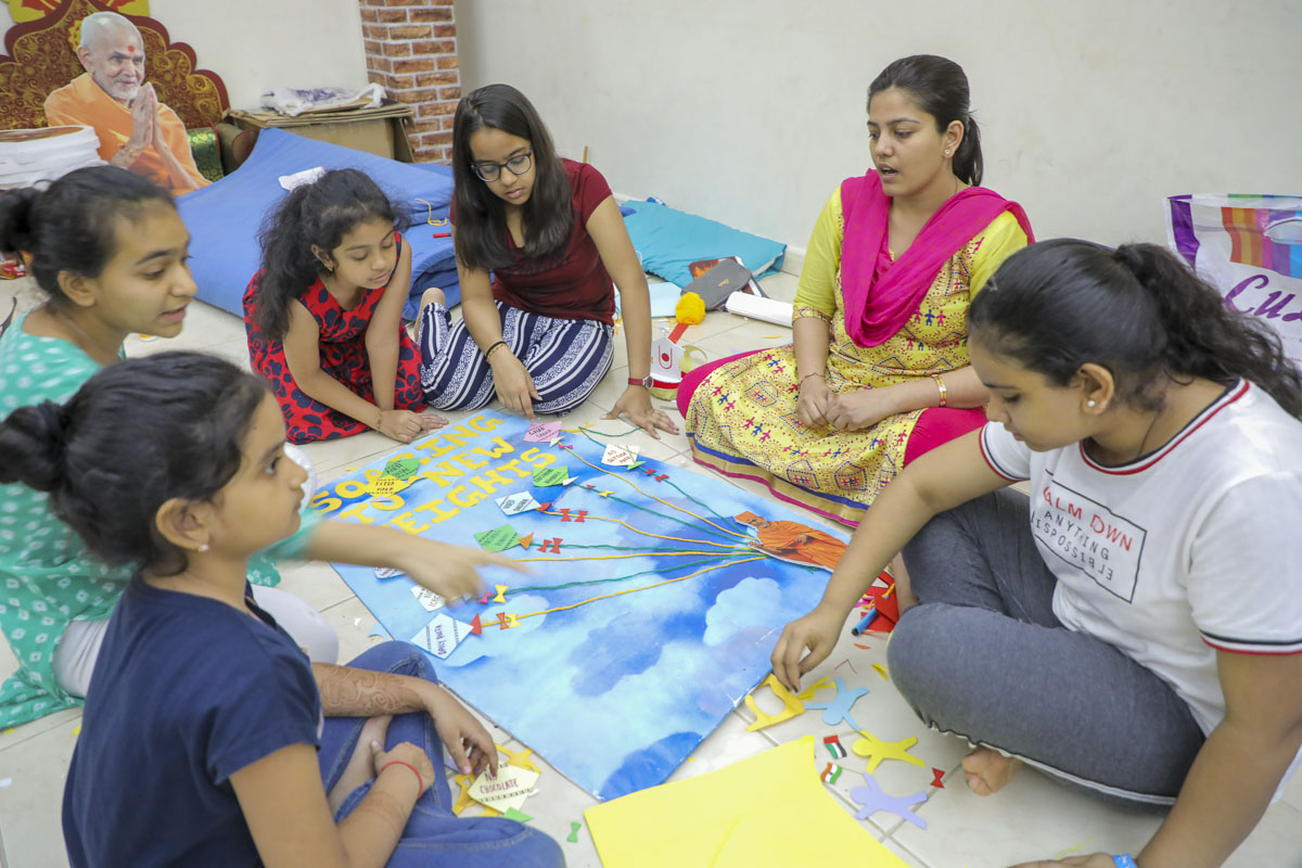 Children prepare decorations