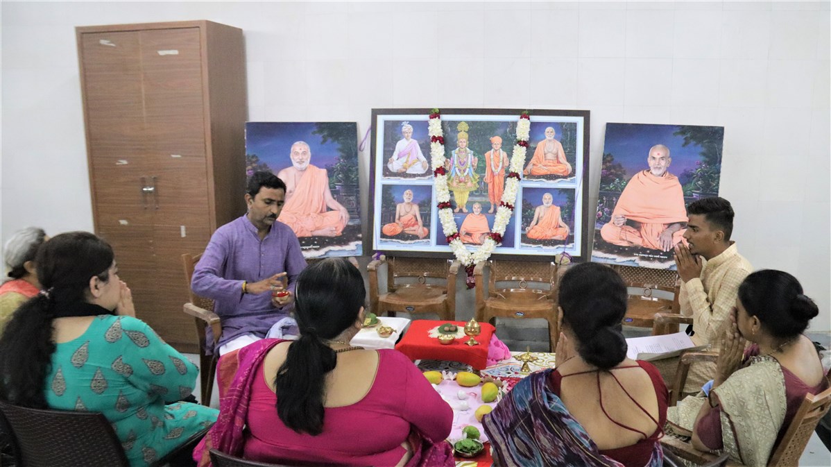 Mahapuja rituals being performed. 