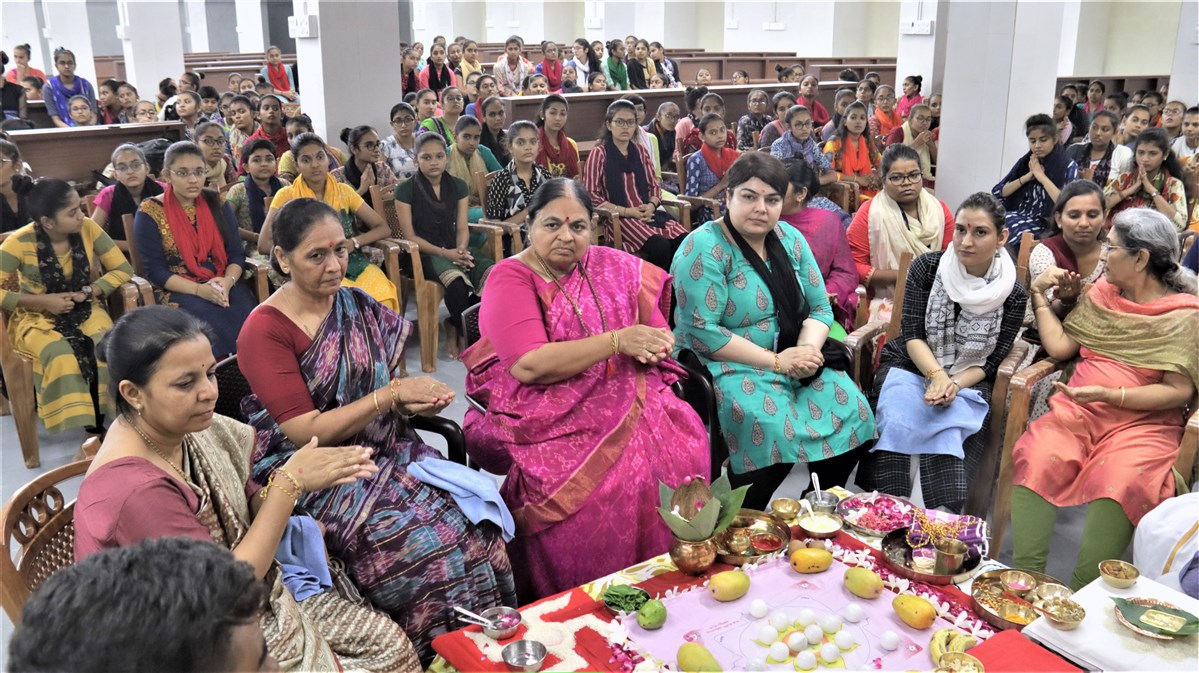 Mahapuja rituals being performed. 