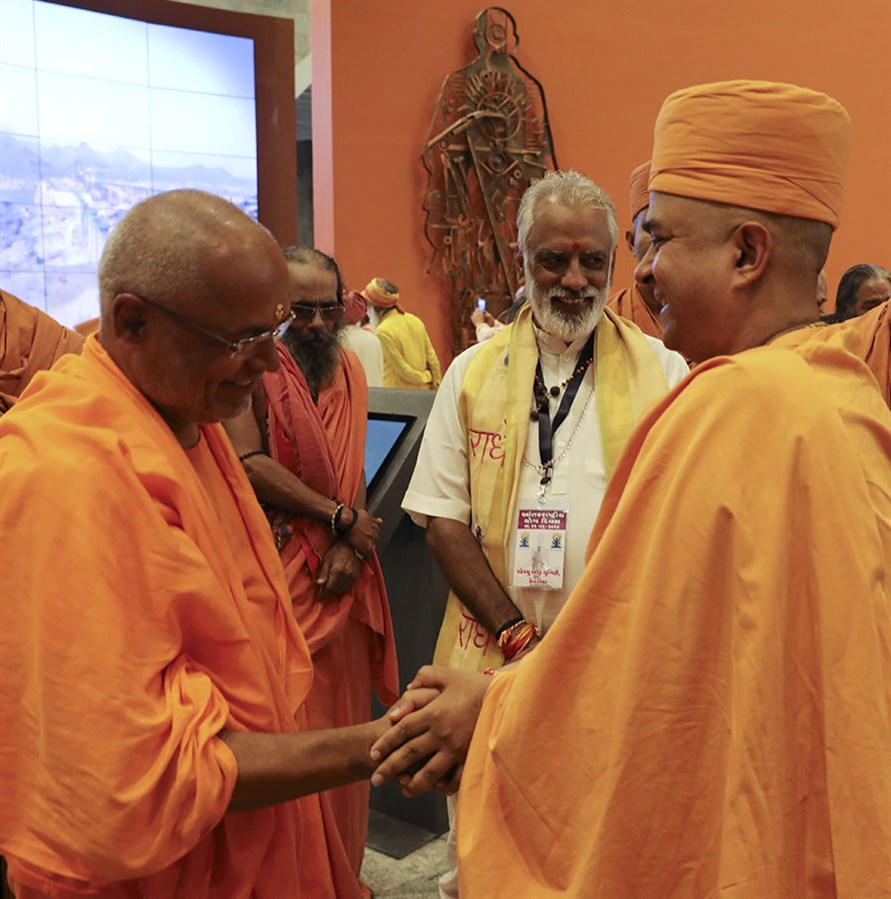 Brahmavihari Swami meets an invited guest