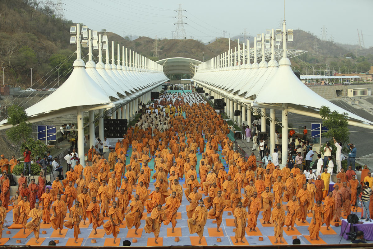 Sadhus perform yoga