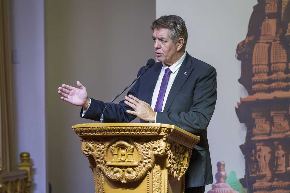 An invited guest addresses the assembly