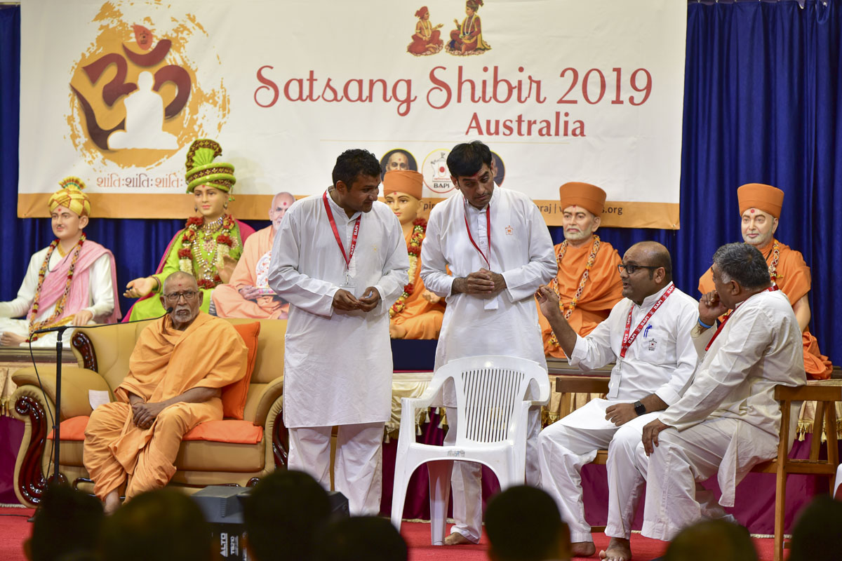 Devotees participate in an activity