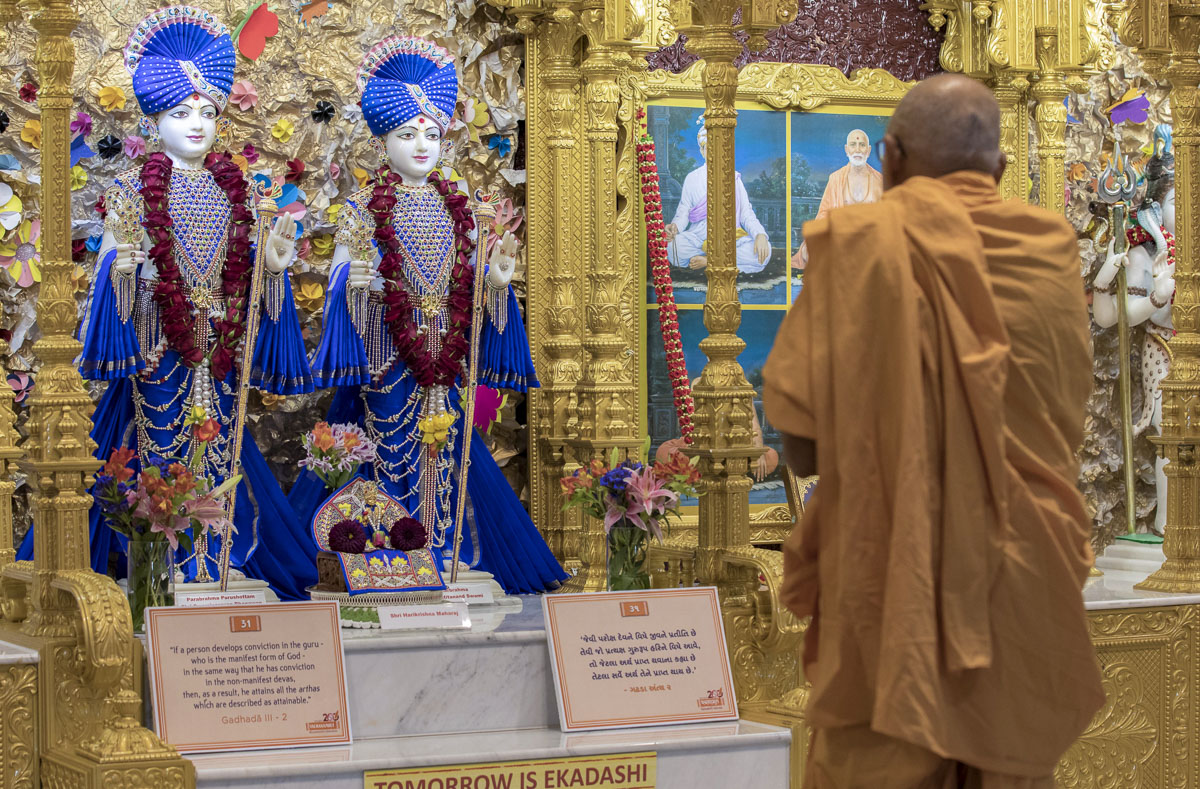 Pujya Kothari Swami engrossed in darshan of Thakorji