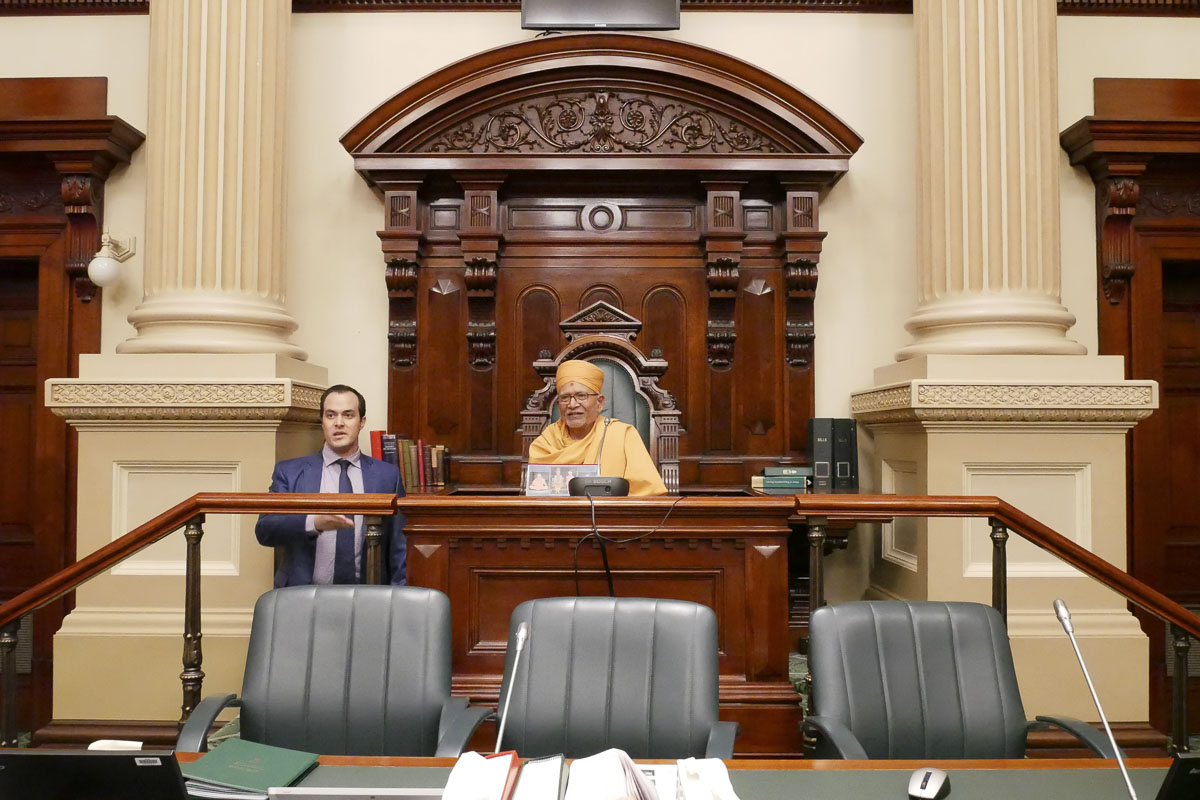 Pujya Kothari Swami visits The Parliament of South Australia