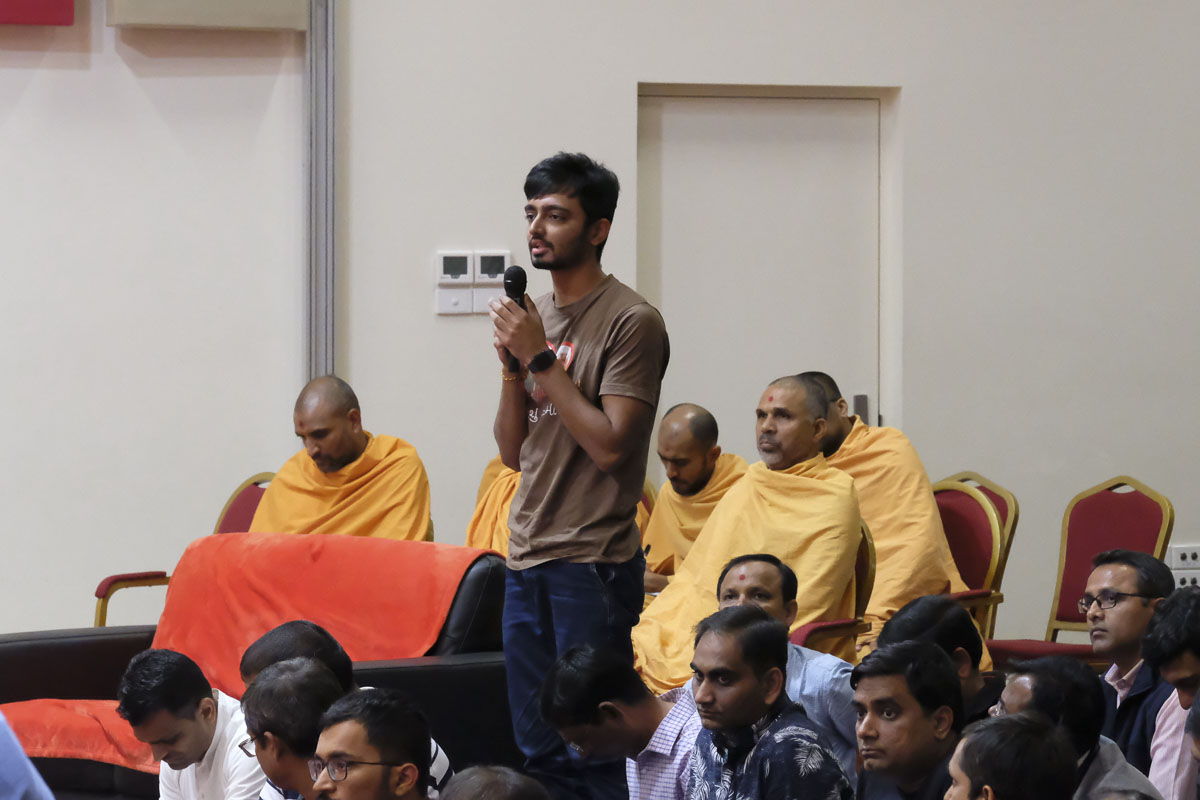 A youth presents in the assembly