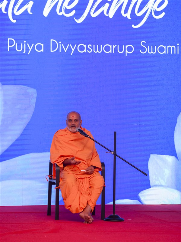 Divyaswarup Swami addresses the shibir 