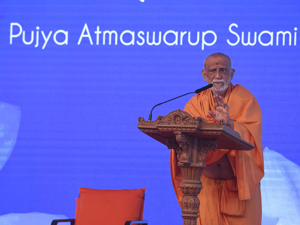 Atmaswarup Swami addresses the shibir 