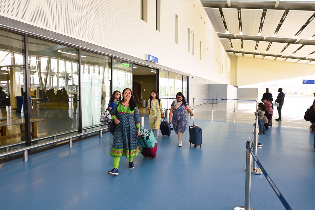 Karyakars arrive at the airport
