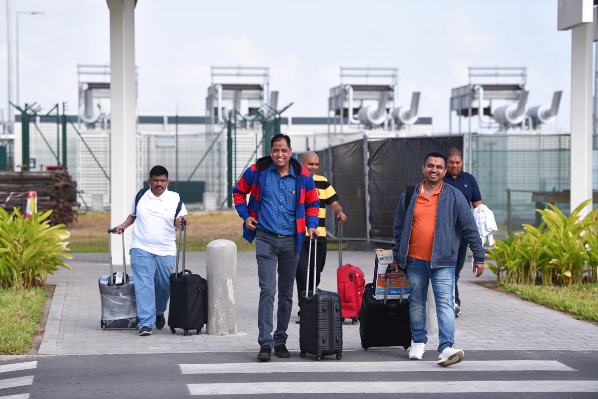 Karyakars arrive at the airport
