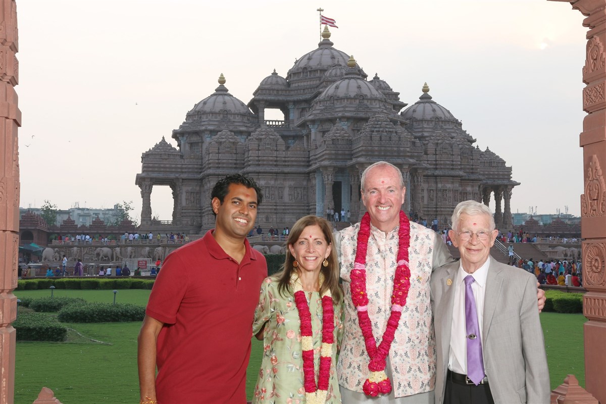 New Jersey Governor Murphy Phil Murphy with First Lady Tammy Murphy and State Senators Vin Gopal and Sam Thompson