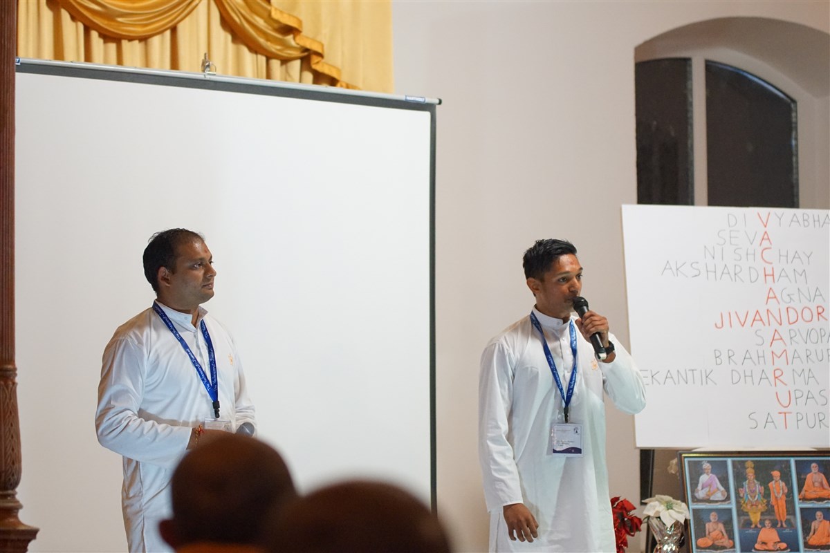 Volunteers deliver an interactive presentation