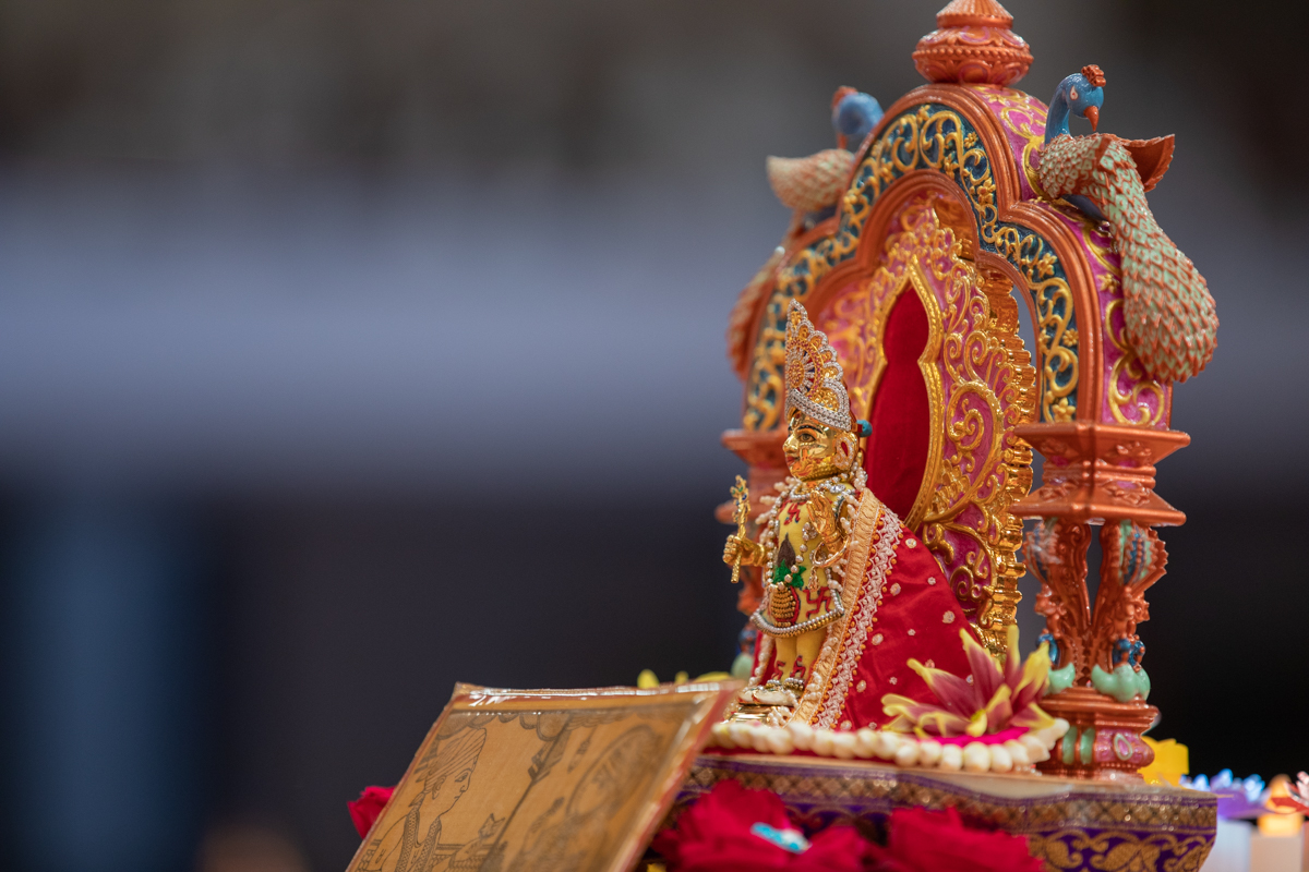 Shri Harikrishna Maharaj in Swamishri's daily puja