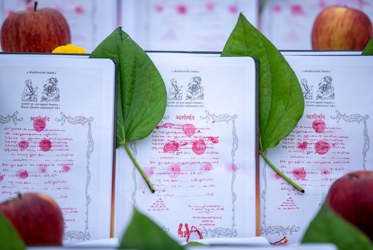 Account books laid out for Chopda Pujan