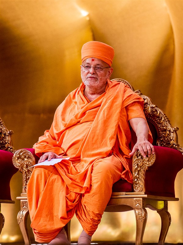 Pujya Ishwarcharan Swami addresses the assembly