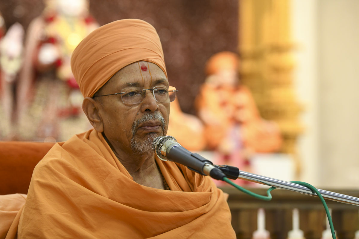 Pujya Tyagvallabh Swami addresses the assembly
