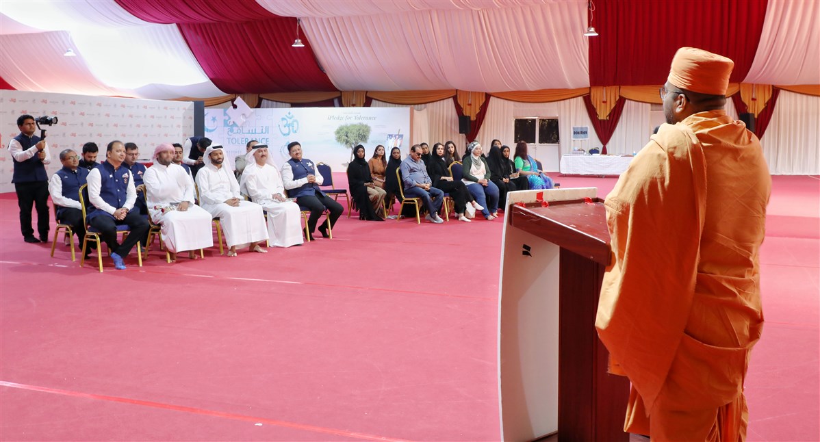 UAE Government Officials visit BAPS Hindu Mandir's Tolerance Exhibition