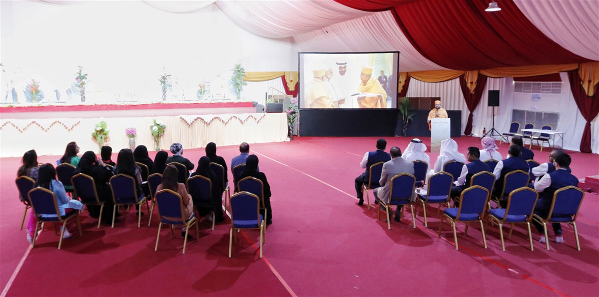 UAE Government Officials visit BAPS Hindu Mandir's Tolerance Exhibition