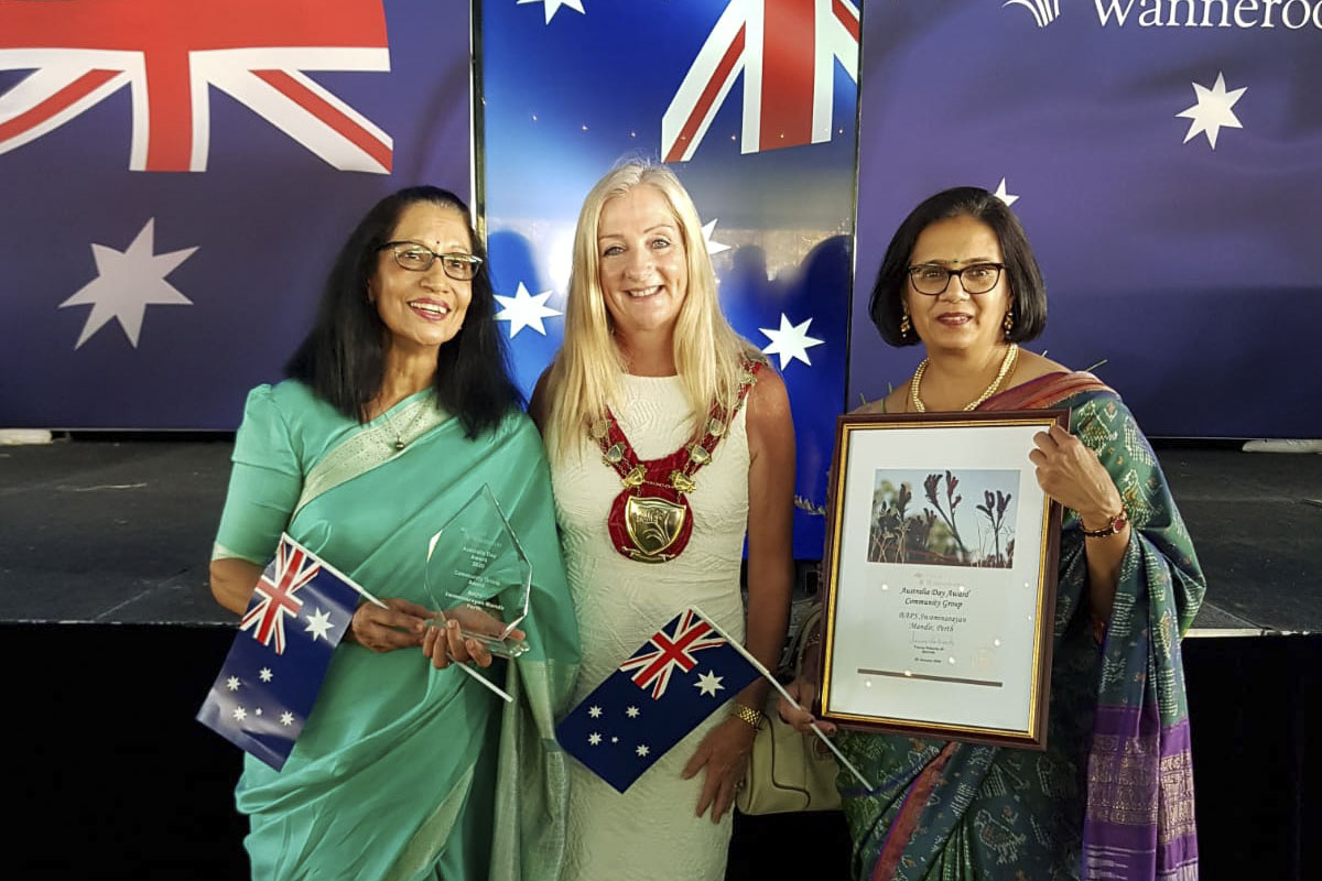 BAPS Swaminarayan Sanstha Receives Community Award on Australia Day, Perth